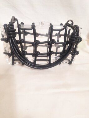 Clear Acrylic Lattice Knot Clutch Handbag Black